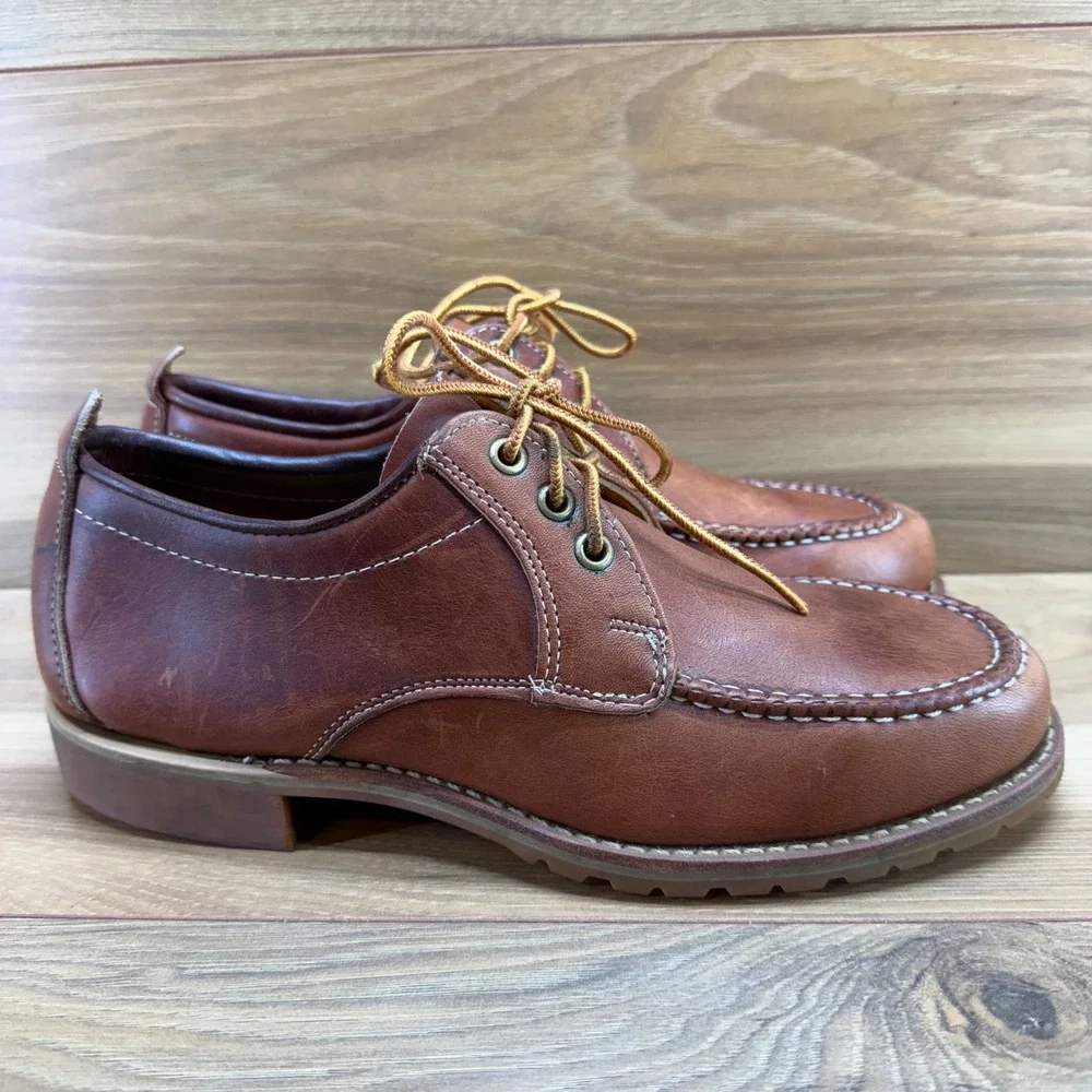 The Boot Makers of Sturgeon Bay Mens Oxfords 8 D Brown Leather Moc Toe